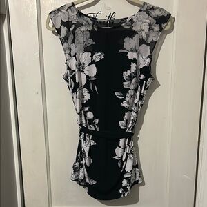 White House Black Market Fitted Asymmetrical Cap Sleeve Blouse